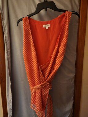 Merona Pink  Gingham Wrap Tie Blouse Large NWT
